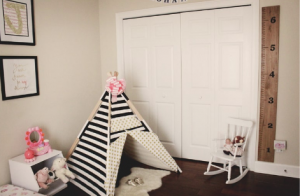 Teepee as a transitional baby floor bed