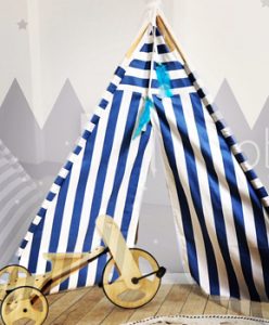 blue and white stripes teepee